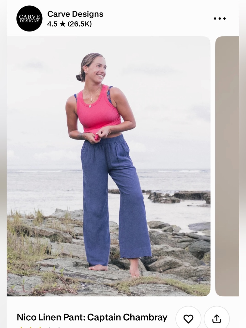Carve Designs Nico Linen Pant - Captain Chambray (Blue)